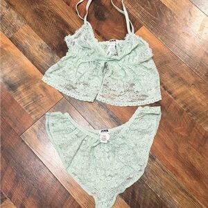 PINK Victoria's Secret Mint Lace Panty Set